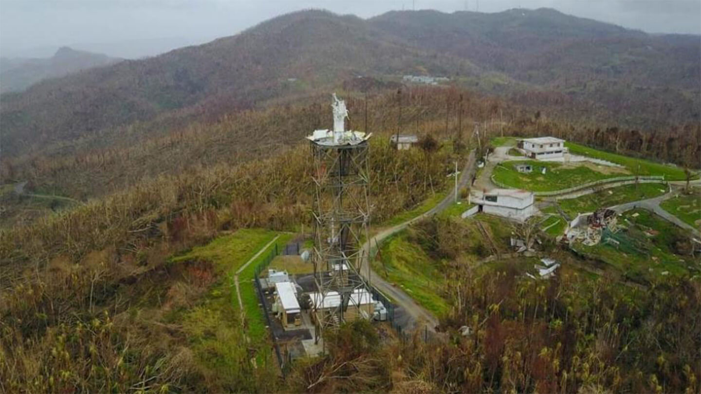 The remnants of the San Juan WSR-88D radar after its destruction by Hurricane Maria. Photo credit: WFO San Juan.